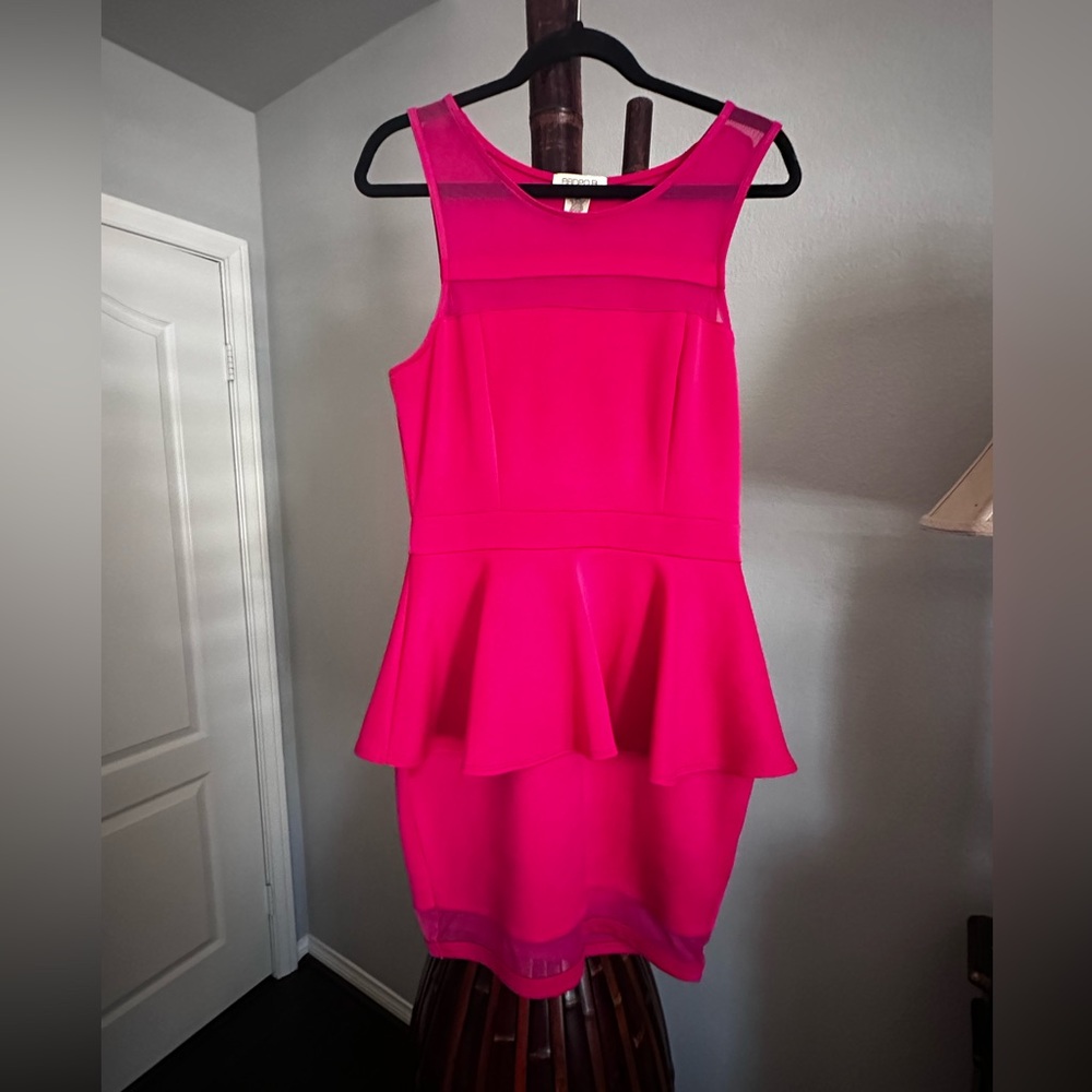 Arden B Fuchsia Peplum Mini Dress